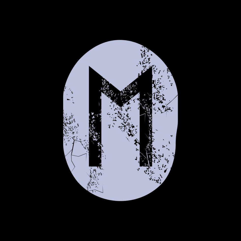 T-shirt design of the runic letter called Ehwaz carved in stone. Ancient alphabet to tell the future. vector