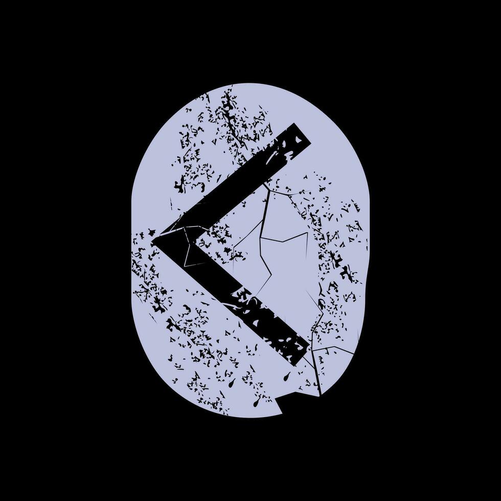 T-shirt design of the runic letter called Kenaz carved in stone. Ancient alphabet to tell the future. vector