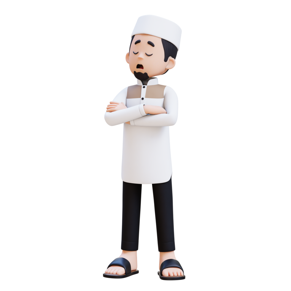 3D Characters of Muslim Man in pose of denial of dissatisfaction perfect for banner, web dan marketing material png