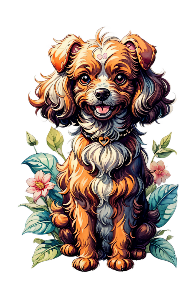 AI generated Adorable Puddle Dog Watercolor Style png