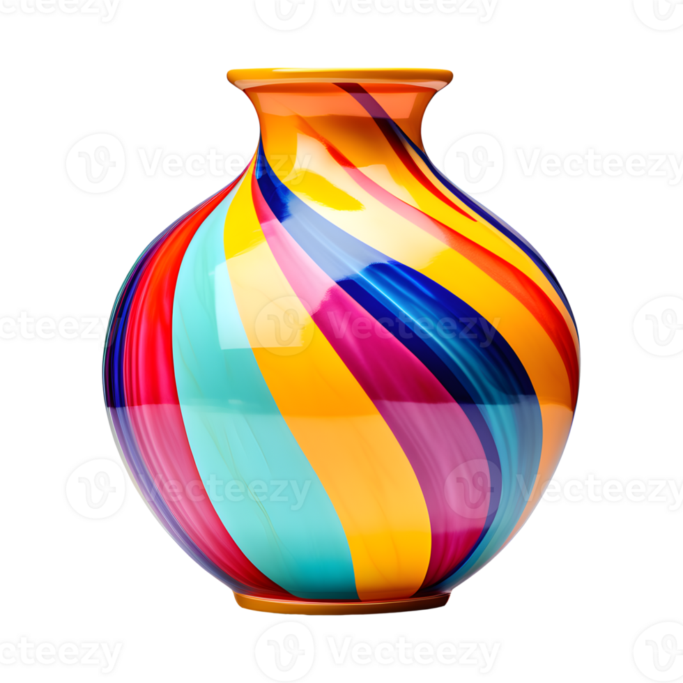 AI generated Colorful Vase Isolated on Transparent Background png