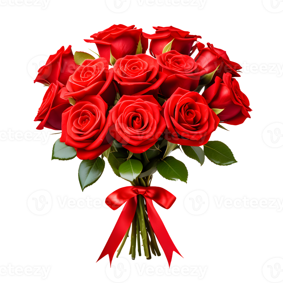 AI generated Bouquet of Red Roses Isolated on Transparent Background png
