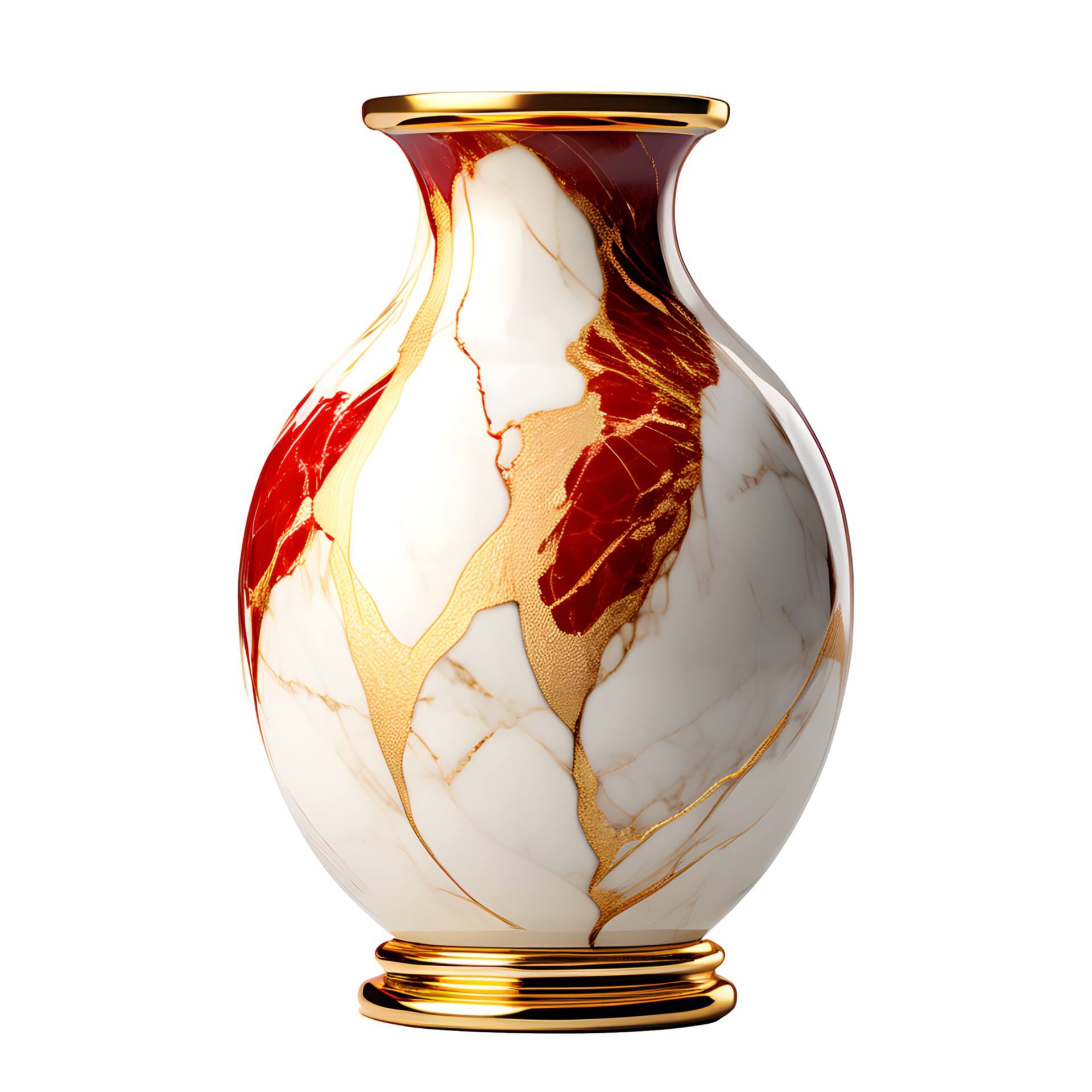 AI generated Glossy Marble Vase Isolated on Transparent Background