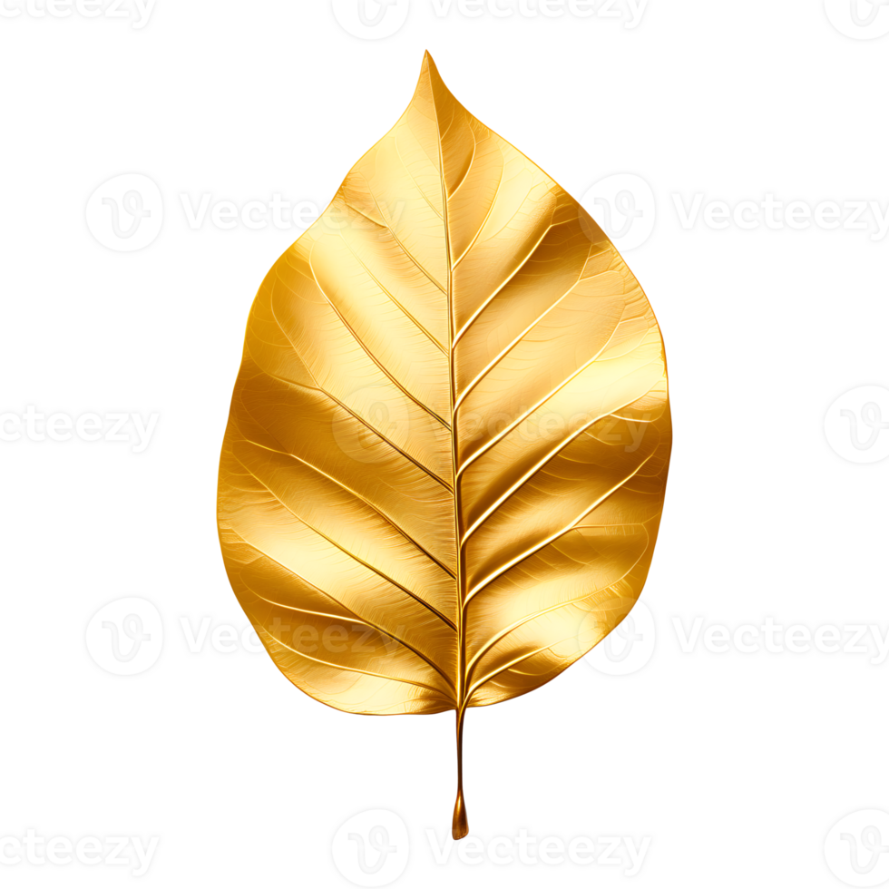 AI generated Golden Leaf Isolated on Transparent Background png