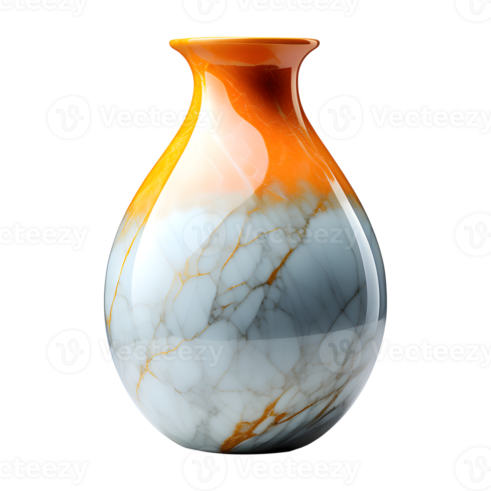 AI generated Glossy Marble Vase Isolated on Transparent Background png