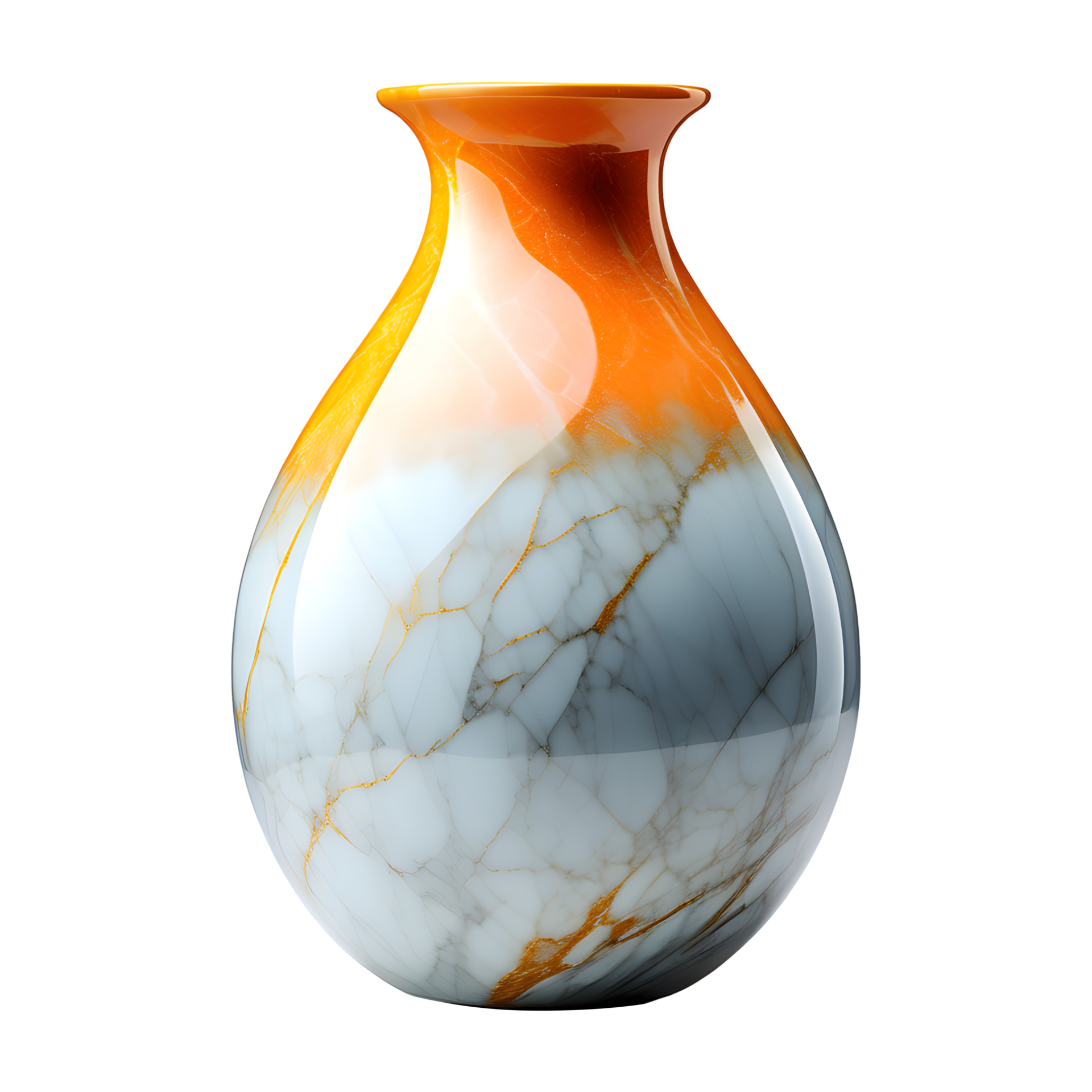 AI generated Glossy Marble Vase Isolated on Transparent Background