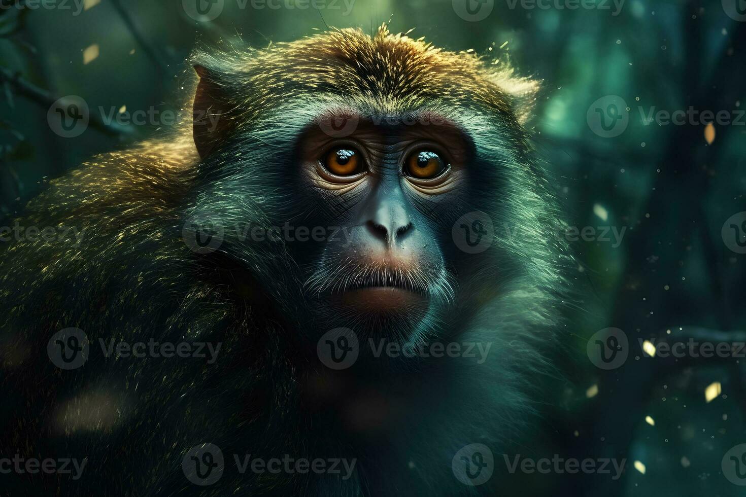 AI generated Monkey portrait. Neural network AI generated photo