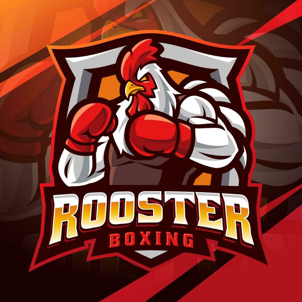 Rooster boxing esport mascot logo design vector