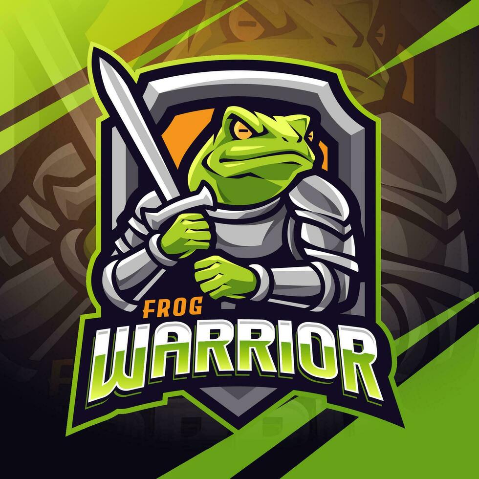 Frog warrior esport mascot logo design vector