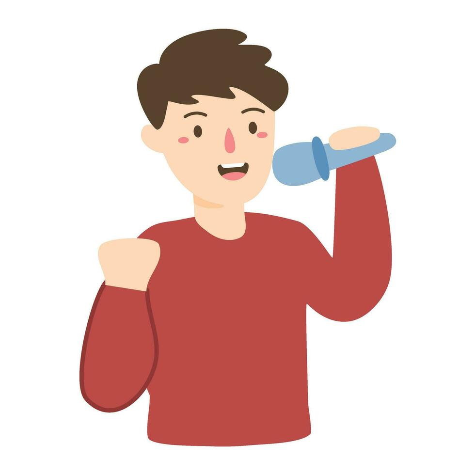 man pop star sings song leaning back with microphone 36133055 Vector