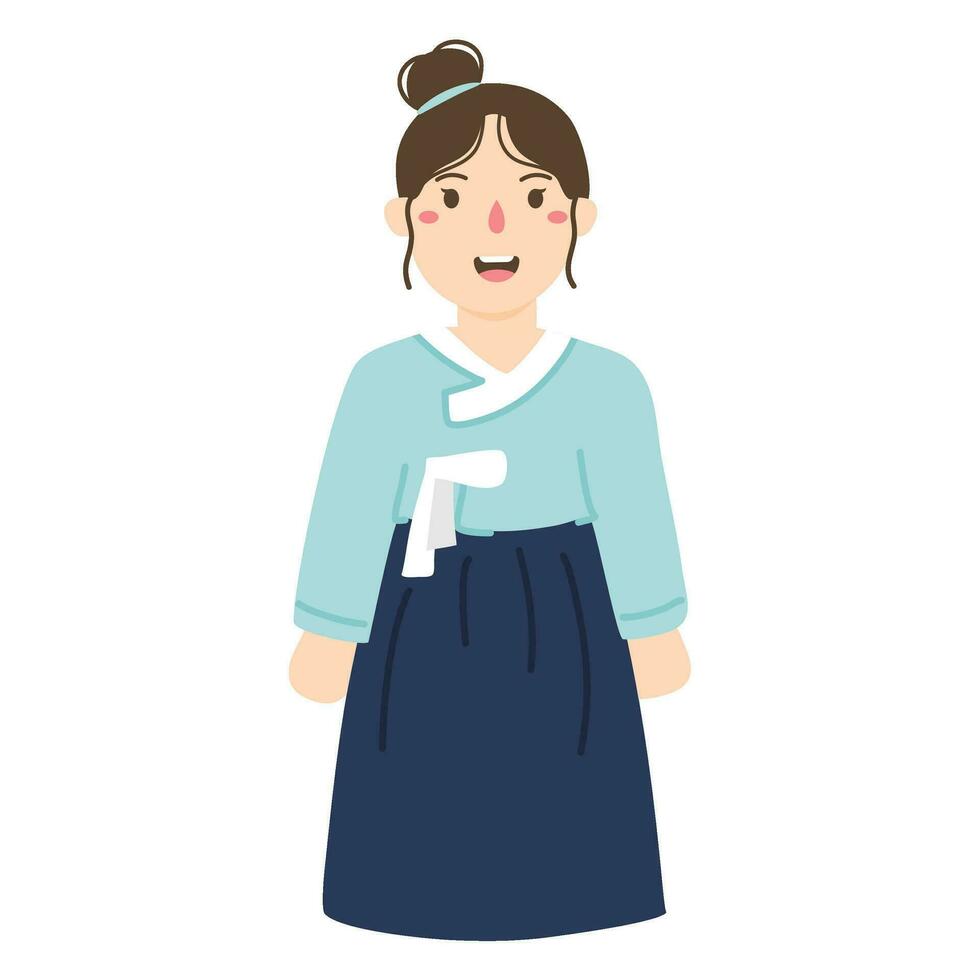 hermosa mujer vistiendo hanbok ilustración vector