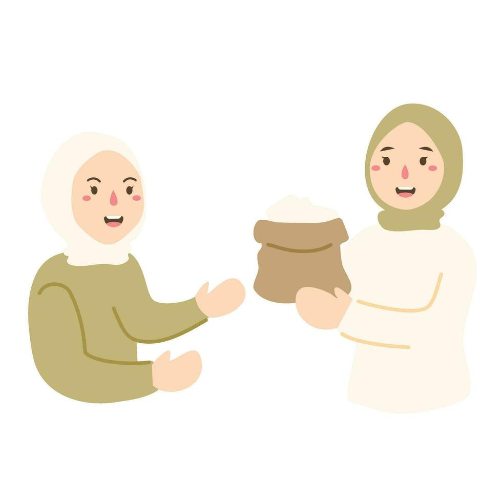 illustration of giving zakat to people vector