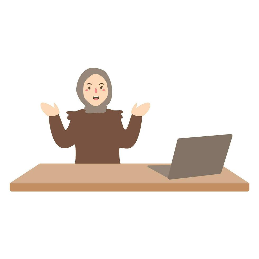 Woman working at home with laptop computer vector