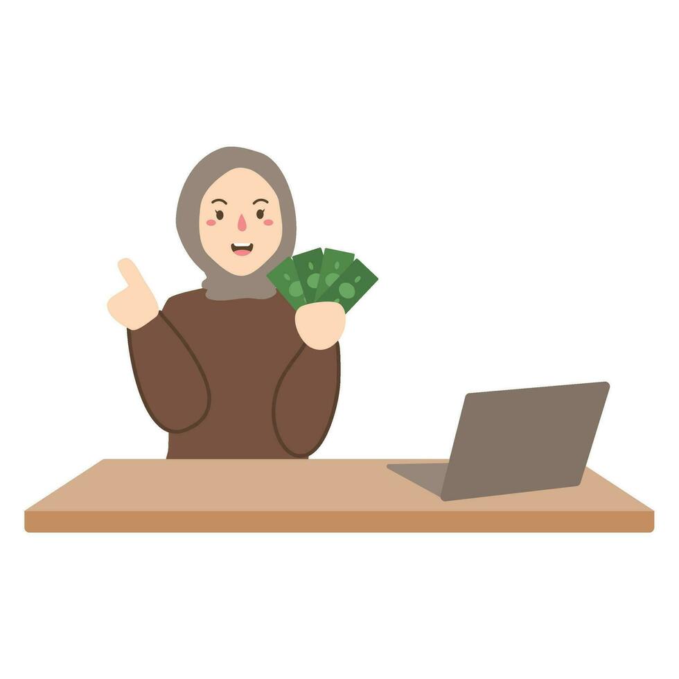 Business Woman Working on Laptop vector
