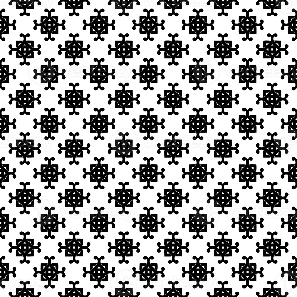 Black seamless abstract pattern. Overlay for background and backdrop. Ornamental design. PNG graphic illustration with transparent background.