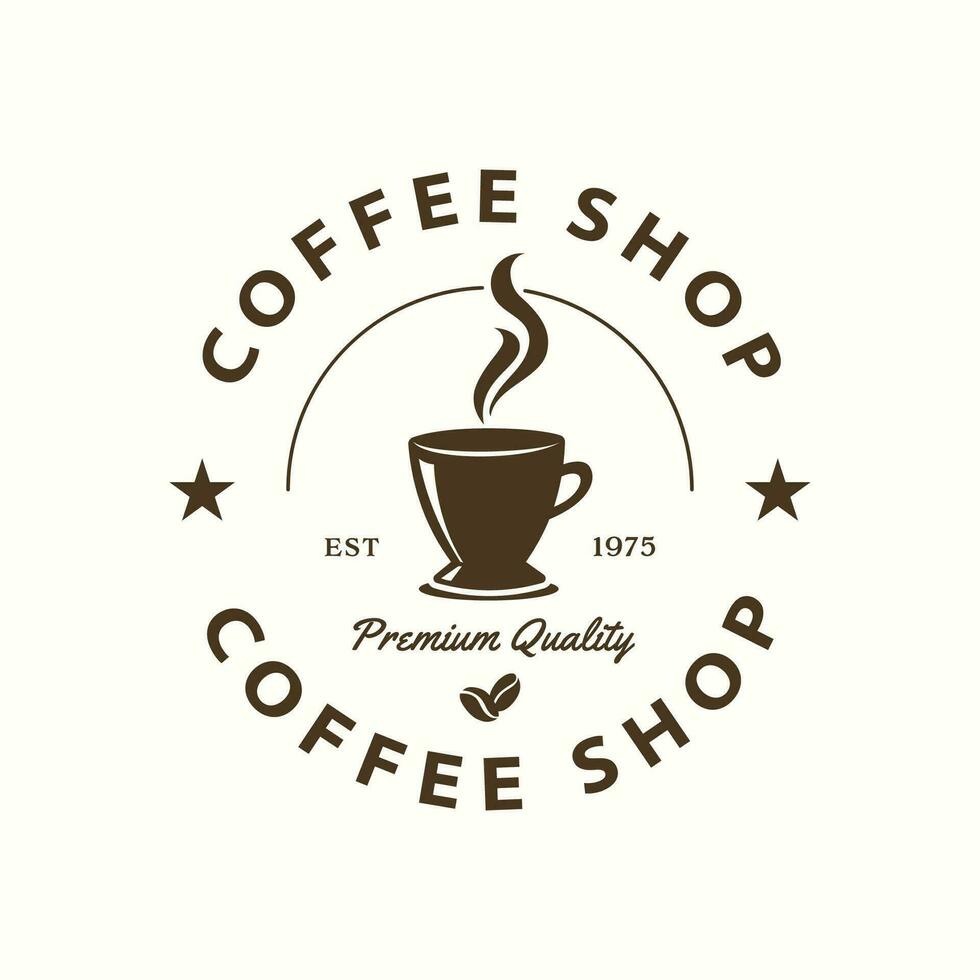 Coffee shop design template with coffee cups. modern vintage coffee shop logo vector