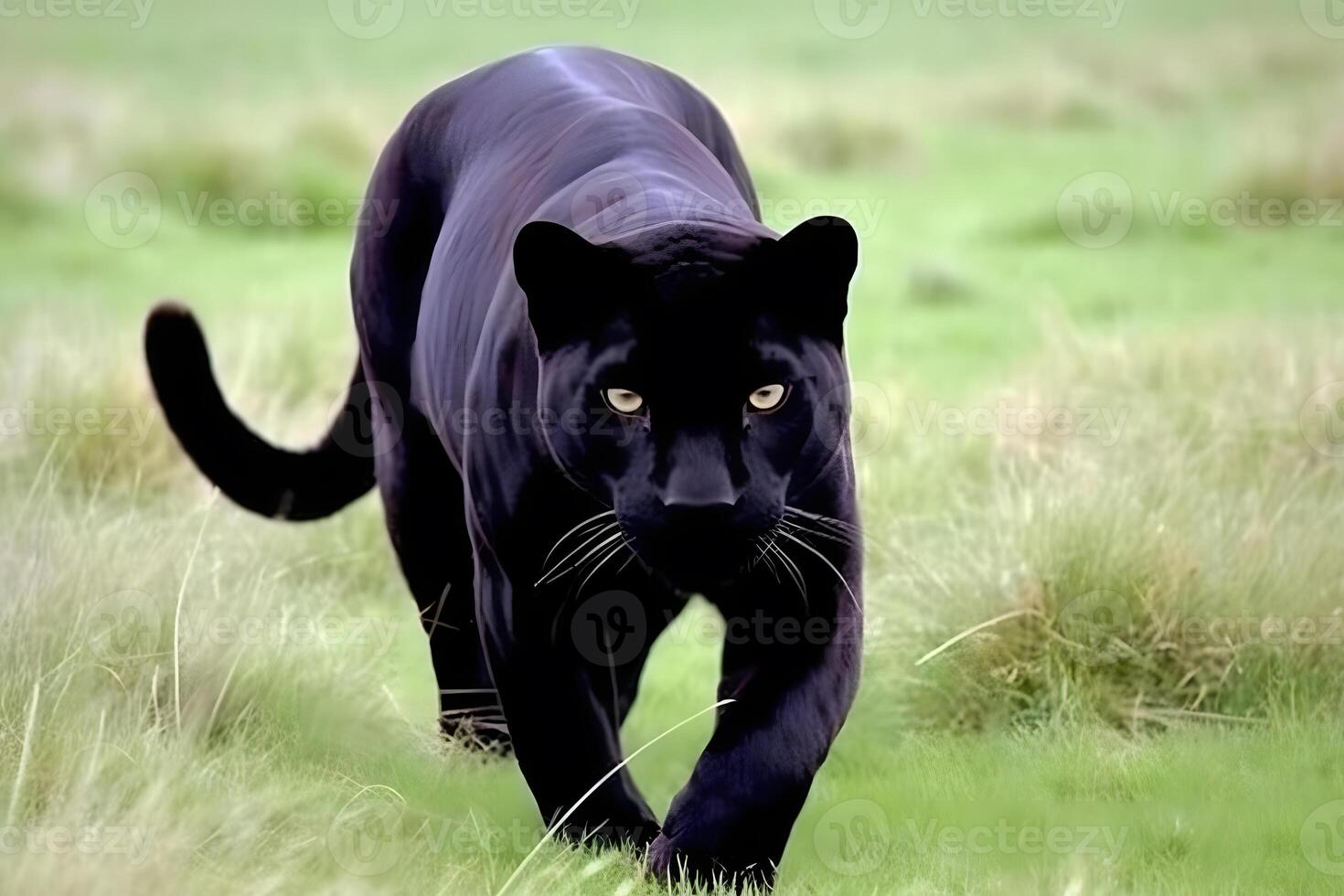 AI generated Beautiful portrait of a black panther of the jaguar species. Neural network AI generated photo