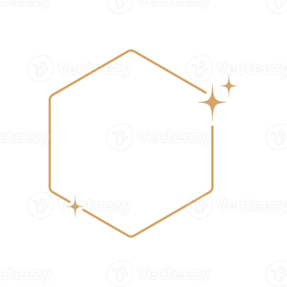 Simple modern aesthetic line elements Modern geometric linear frame with sparkling stars. png