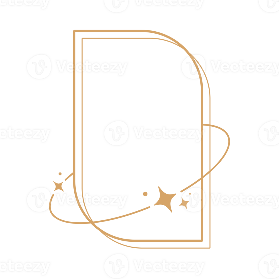 enkel modern estetisk linje element modern geometrisk linjär ram med gnistrande stjärnor. png