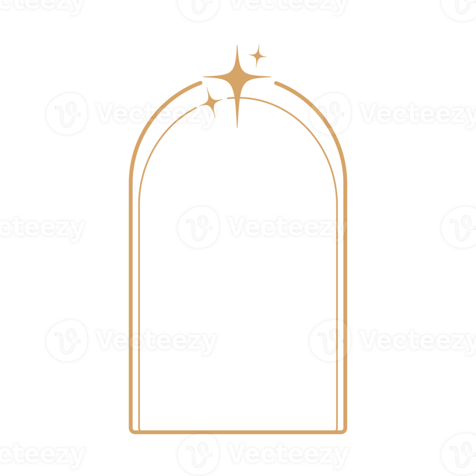 gemakkelijk modern esthetisch lijn elementen modern meetkundig lineair kader met sprankelend sterren. png