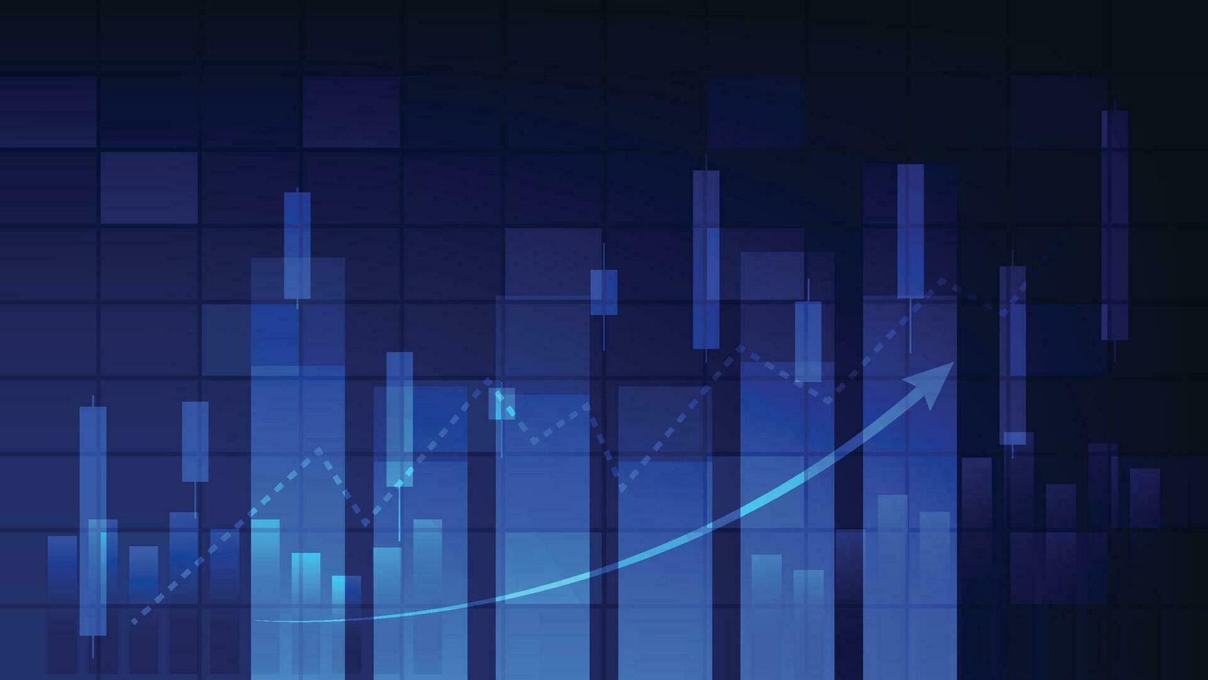 finance background with stock market statistic trend with candlesticks and bar chart vector