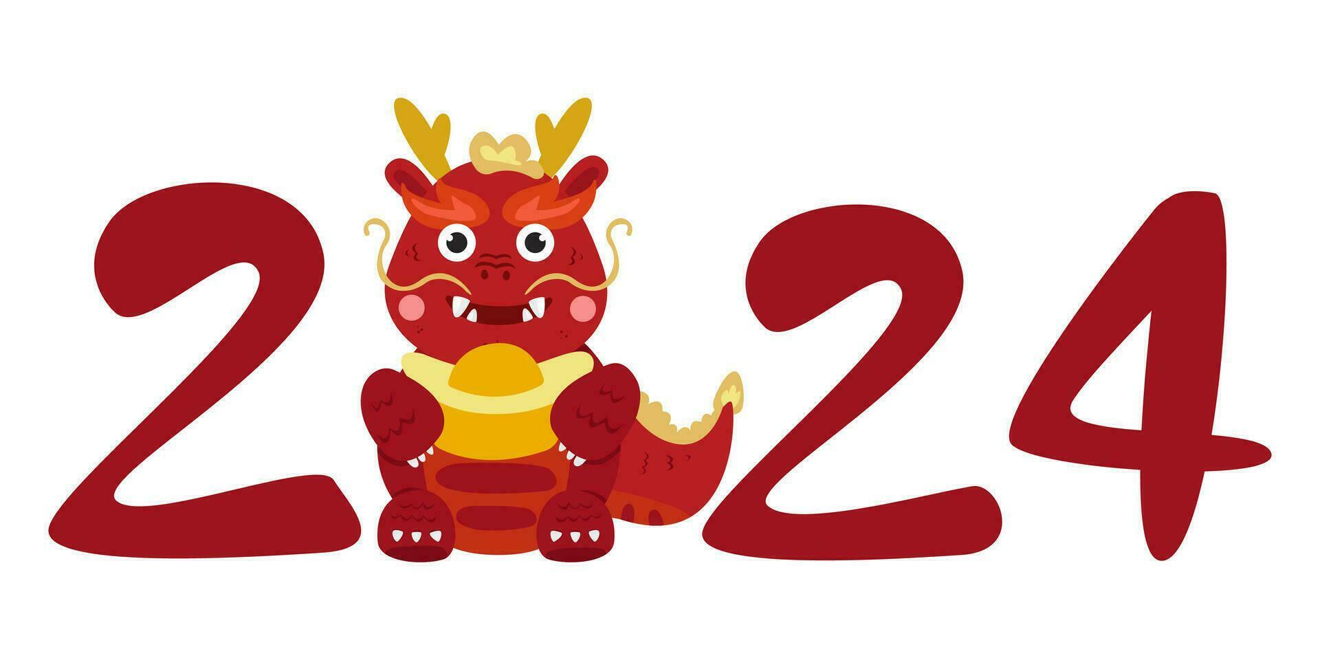 dragon zodiac cartoon character. new year 2024 vector