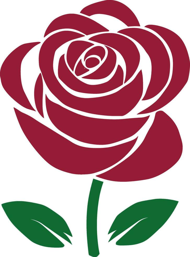 the rose is red and green with leaves vector