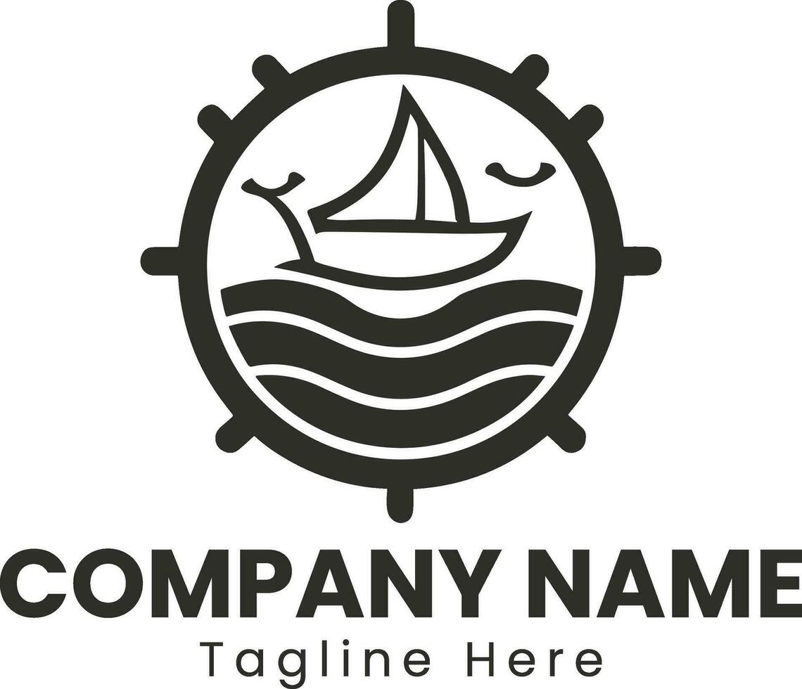 boat and ocean logo design vector