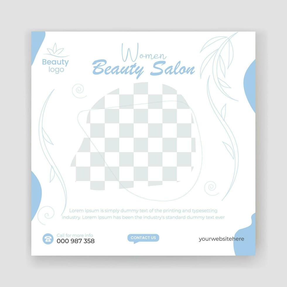 Beauty salon social media post design vector template