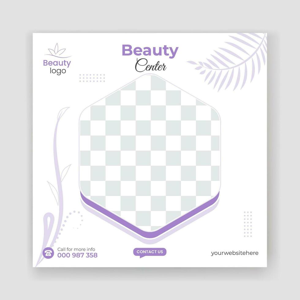 Beauty social media post design vector template