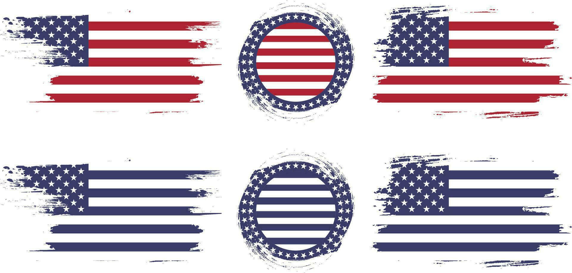 Estados Unidos bandera en botón, redondo texturizado Insignia con el silueta de el bandera de America, Estados Unidos grunge bandera vector