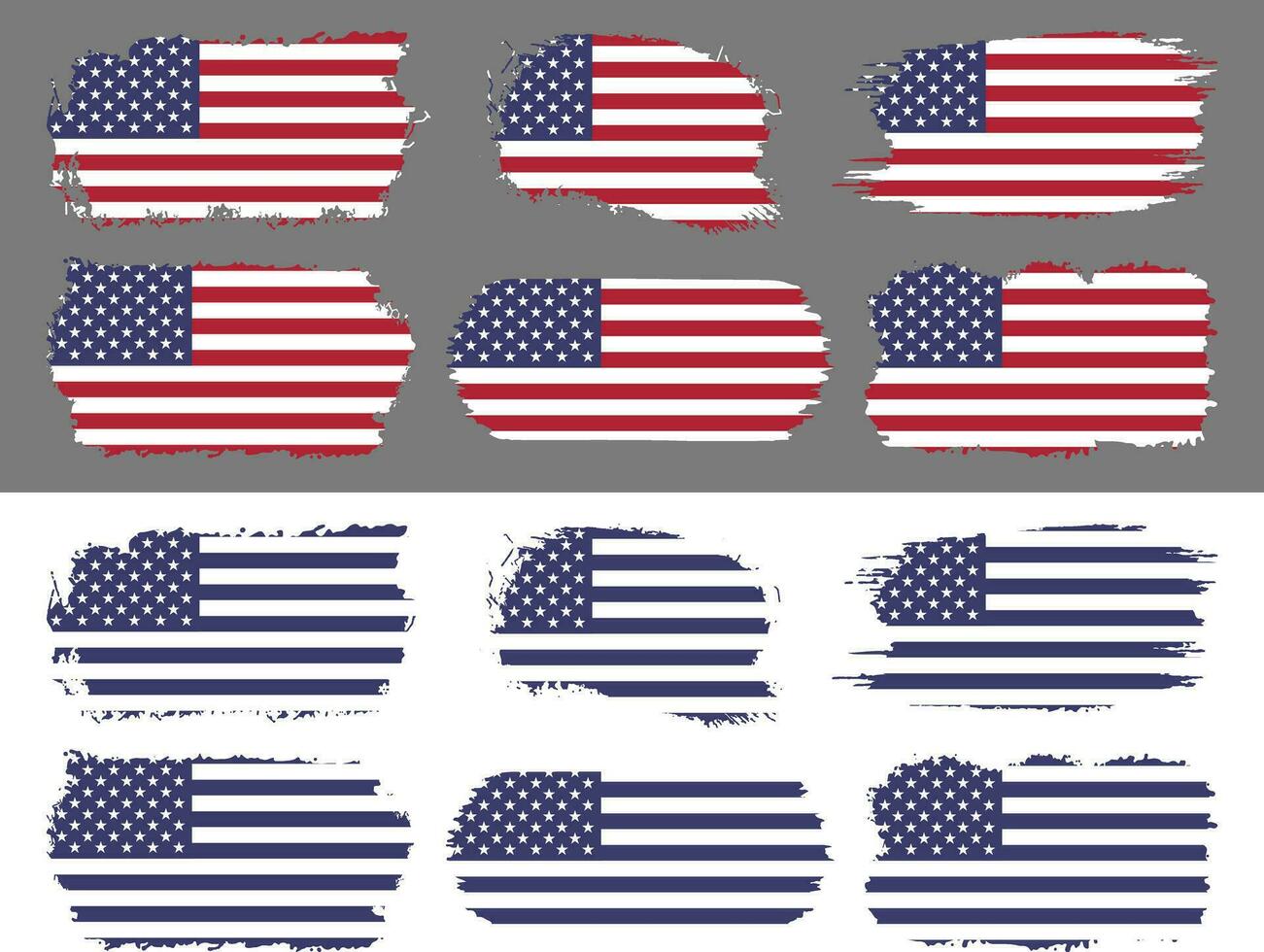 americano bandera silueta, grunge Estados Unidos bandera conjunto vector, grunge, bandera, silueta, independencia, julio, 4to de julio, 4to julio, bandera silueta vector