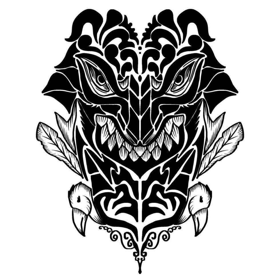 vector illustration of black and white ethnic totem