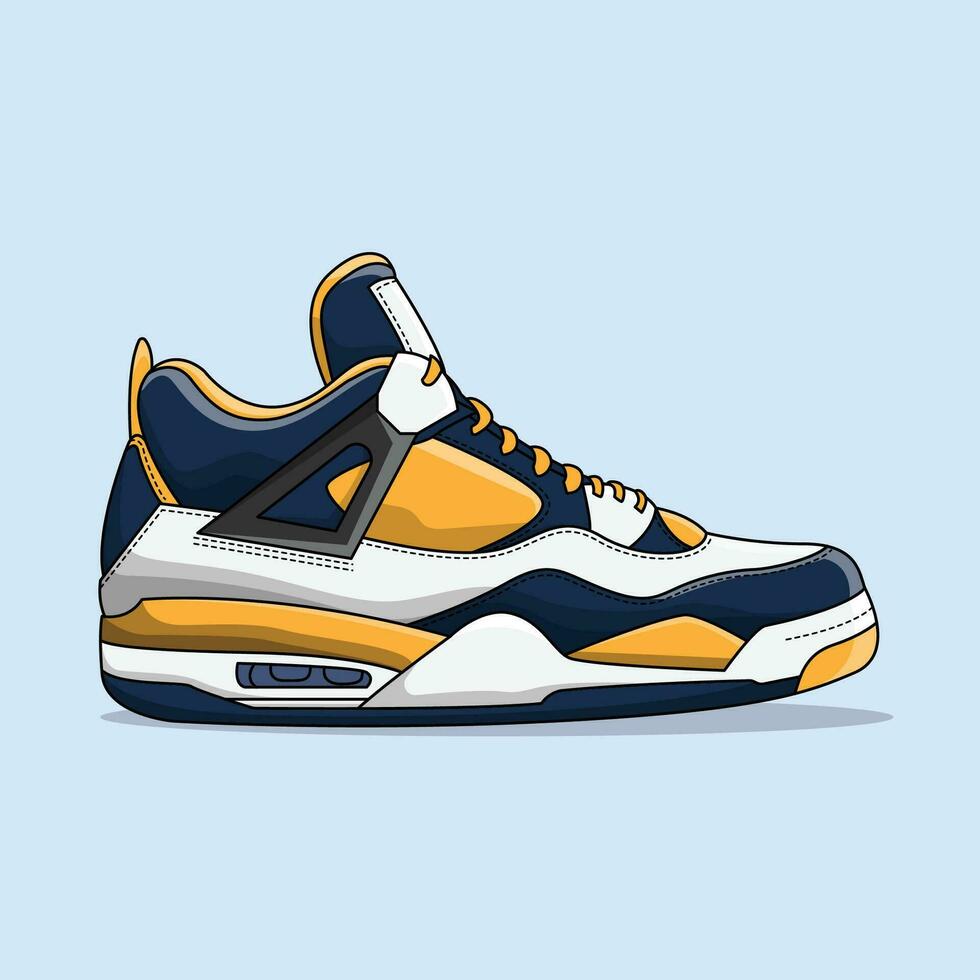 Modern Air Jordan Sneakers Navy Gold vector