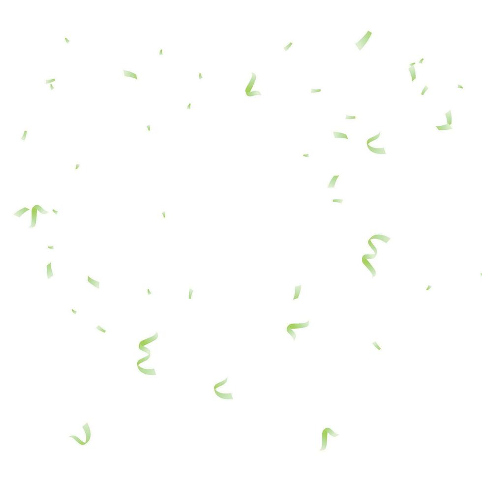 Vector celebration confetti and green ribbons background
