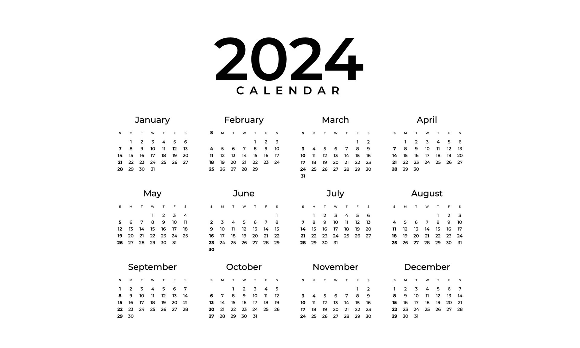 Vector modern 2024 new year calendar template organize daily event