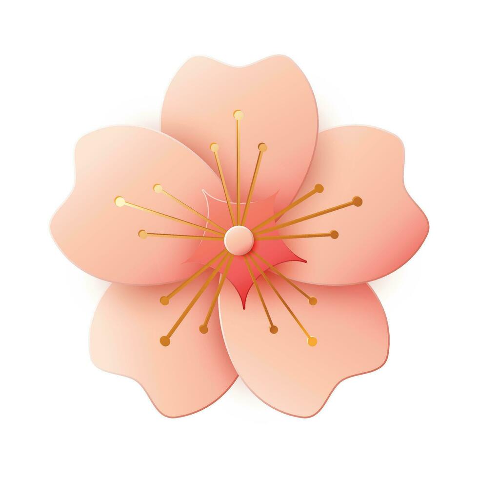 Vector cute red flower on white background