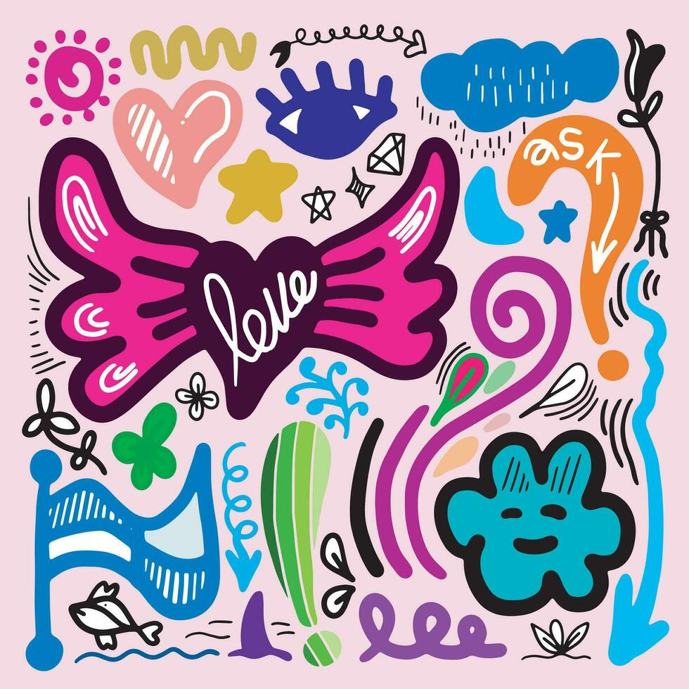 Decorative abstract with doodles of shapes. Abstract modern contemporary trendy vector illustration for design concept.eps 10.
