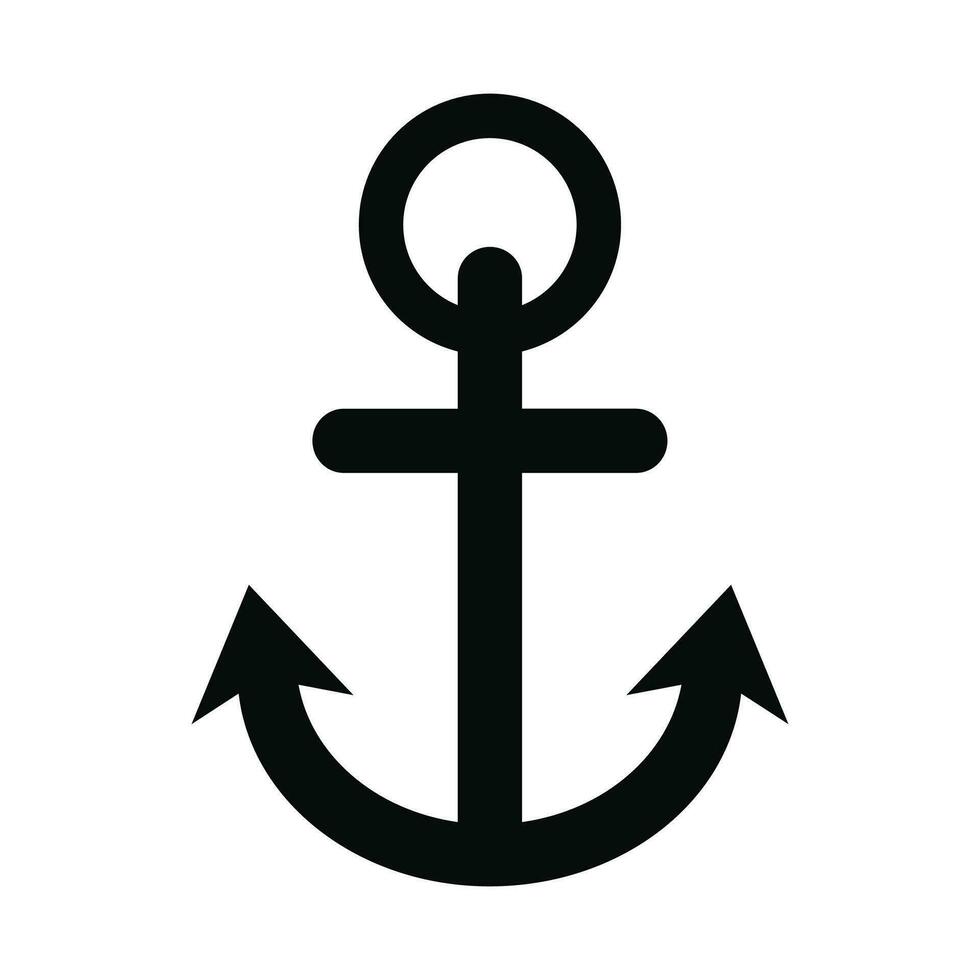 Vector black flat anchor logo isolated on white background. silhouette marine equipment