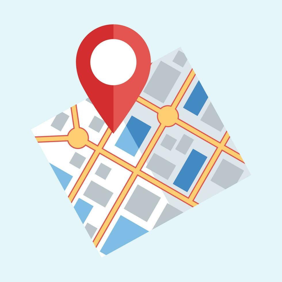 Vector folded location map with marker city map with pin pointer