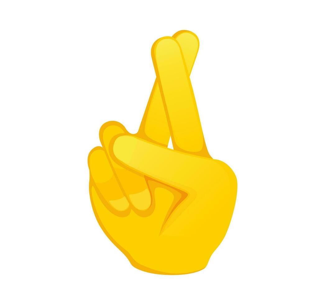 Crossed fingers icon. Yellow gesture emoji vector illustration