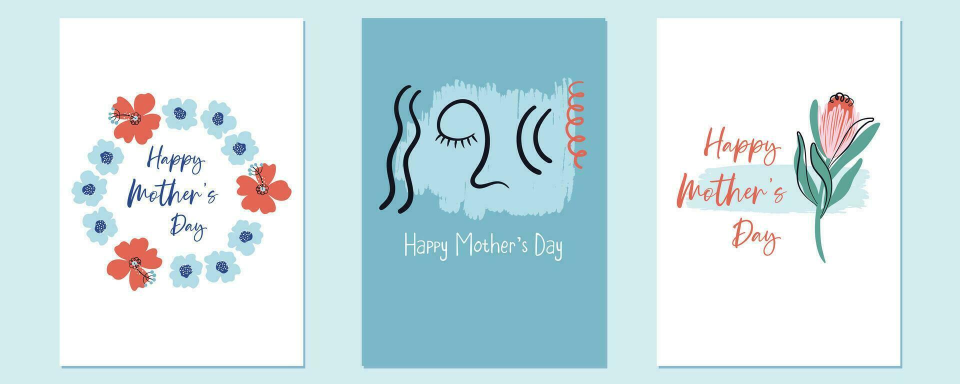 Happy Mother's Day. Holiday greeting cards. Vector illustrations for covers and posters. Cute prints for moms.