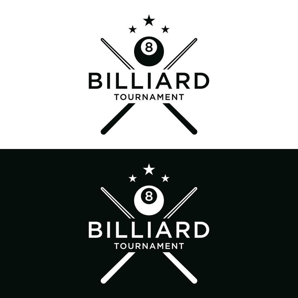 Billiards and cue cue creative logo template design. Logos of billiard sports games, clubs, tournaments and championships. vector