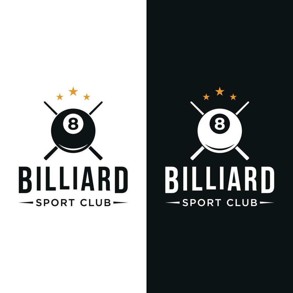 Billiards and cue cue creative logo template design. Logos of billiard sports games, clubs, tournaments and championships. vector