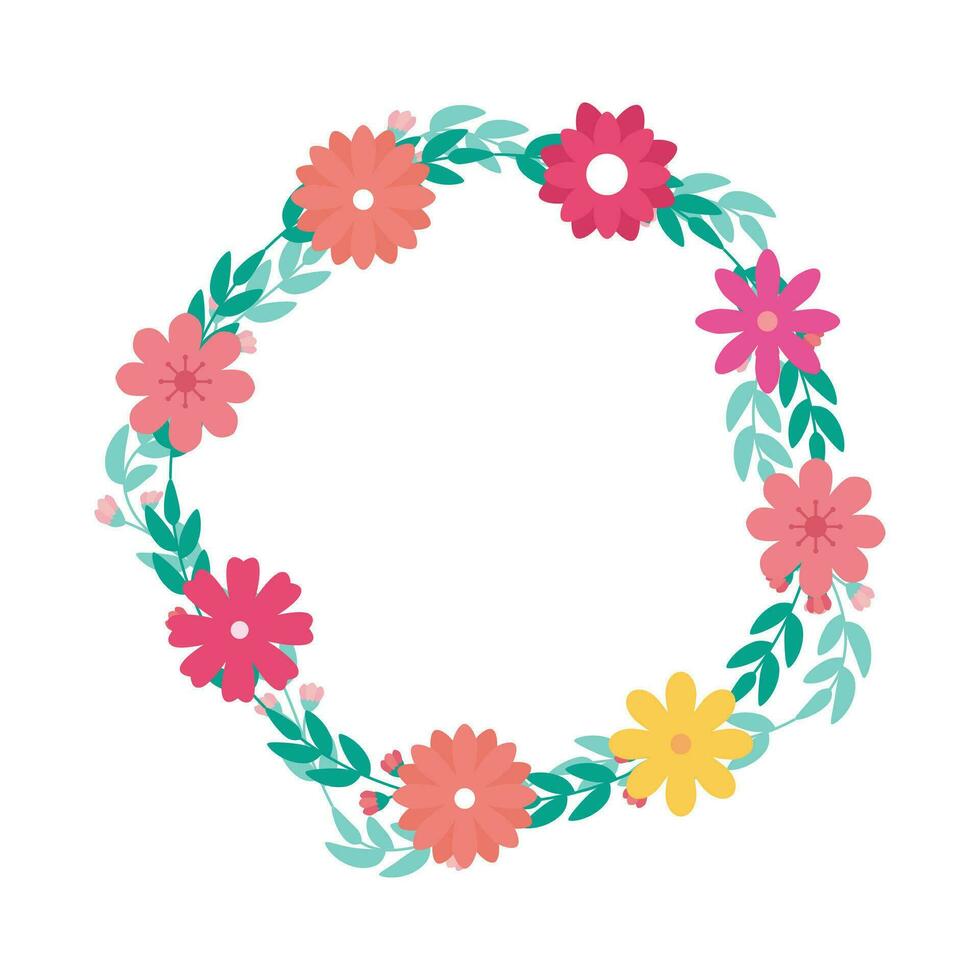 Vector flat design beautiful floral wreath