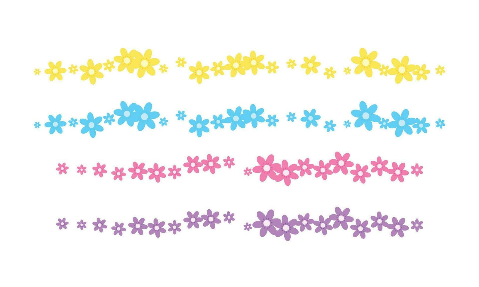 Vector seamless vector floral border set