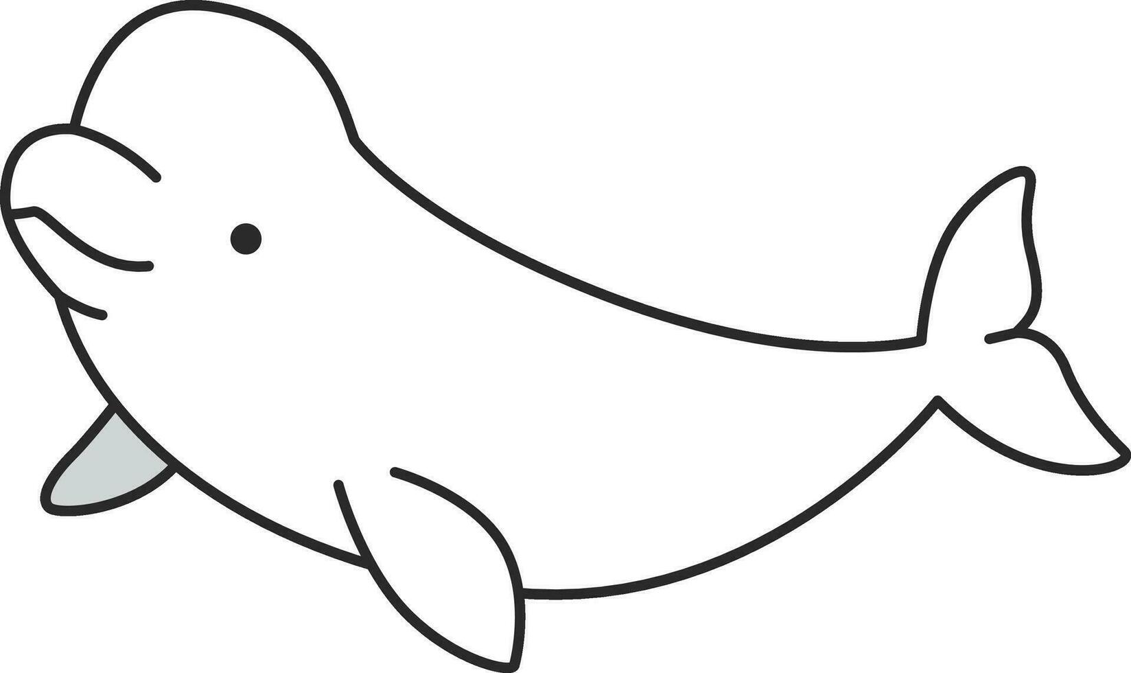 Cute cartoon beluga whale isolated on white background. Vector illustration in doodle style.