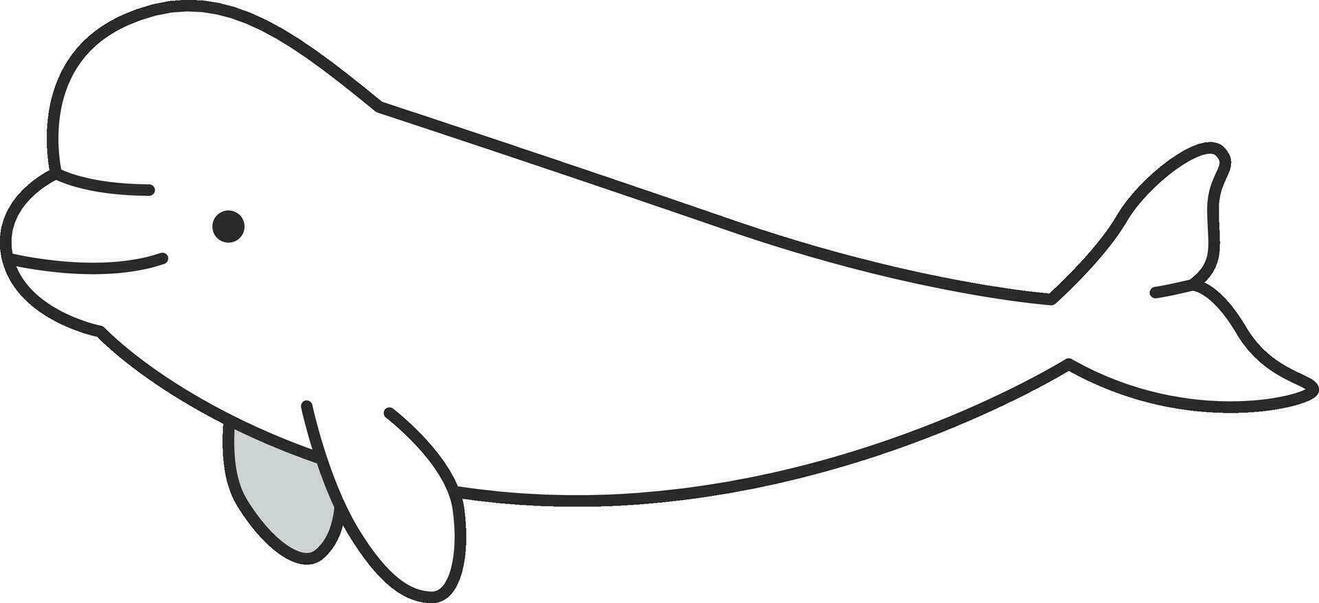 Cute cartoon beluga whale isolated on a white background. Vector illustration.