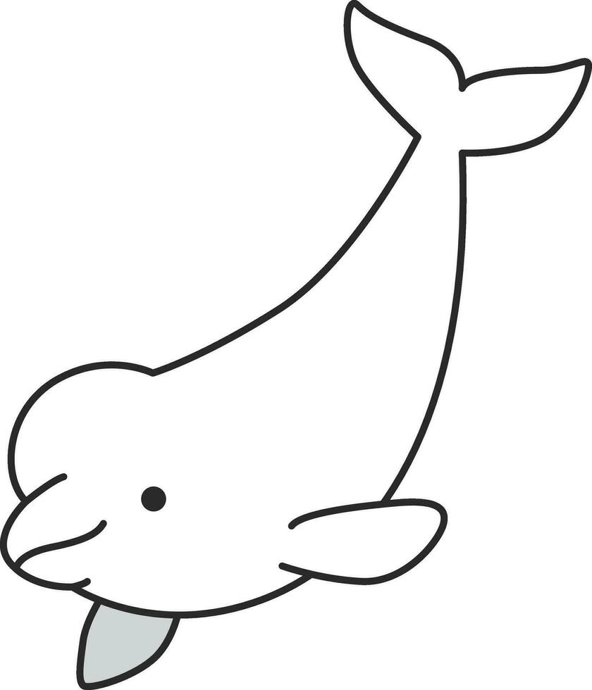 Cute cartoon beluga whale isolated on white background. Vector illustration.