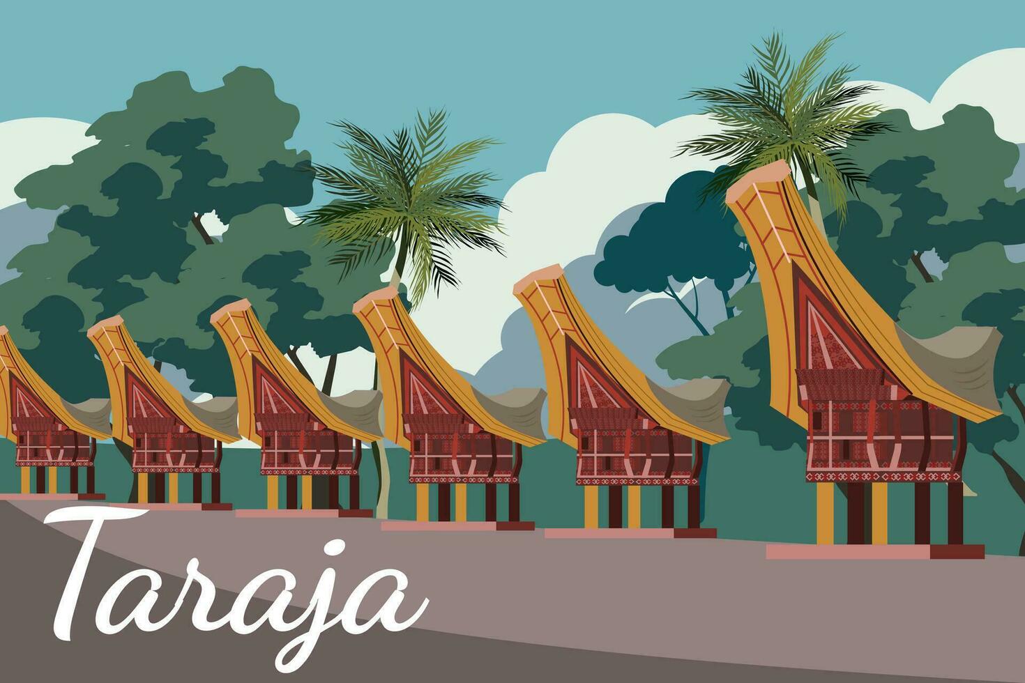 Tana Toraja landscape vector